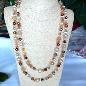 Gorgeous gemstones pearls crystals necklace